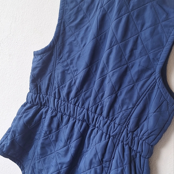 Bit & Bridle Quilted Vest Women Blue Navy Full Zip Pockets Size XS - Picture 6 of 9